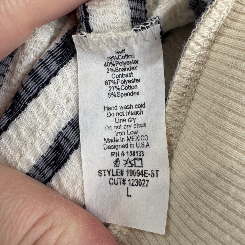 Staccato‎ Women Textured Striped Pullover Sweater Cream Black Crew Neck Casual L - Picture 5 of 7